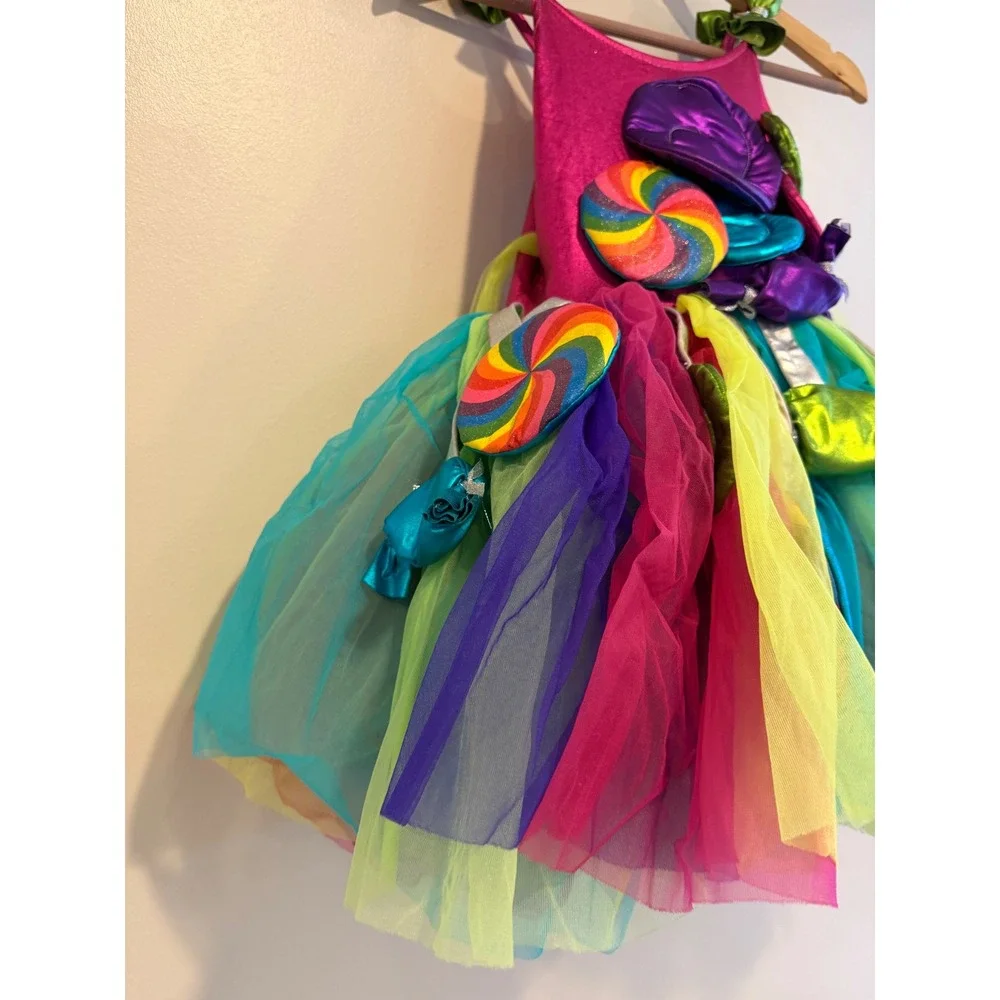 Girls Chasing Fireflies Candy Land Lollipop Tutu Halloween Costume Dress Sz 7/8